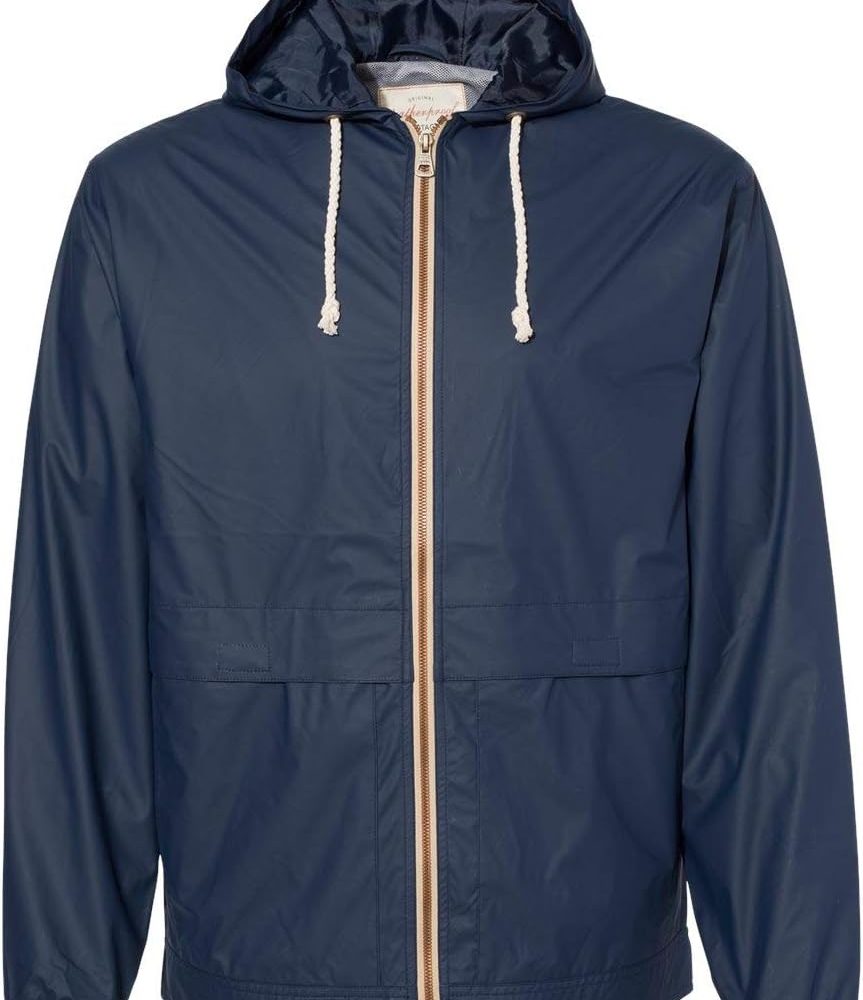 Vintage Hooded Rain Jacket L Navy